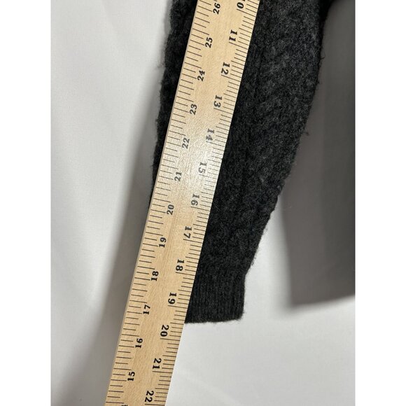 Aran Sweater Market Women's Gray Cable Knit 100%Merino Wool Turtleneck Sweater M - Picture 5 of 10